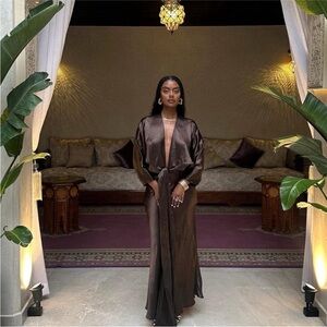 Zara Elegant Brown Satin Dress